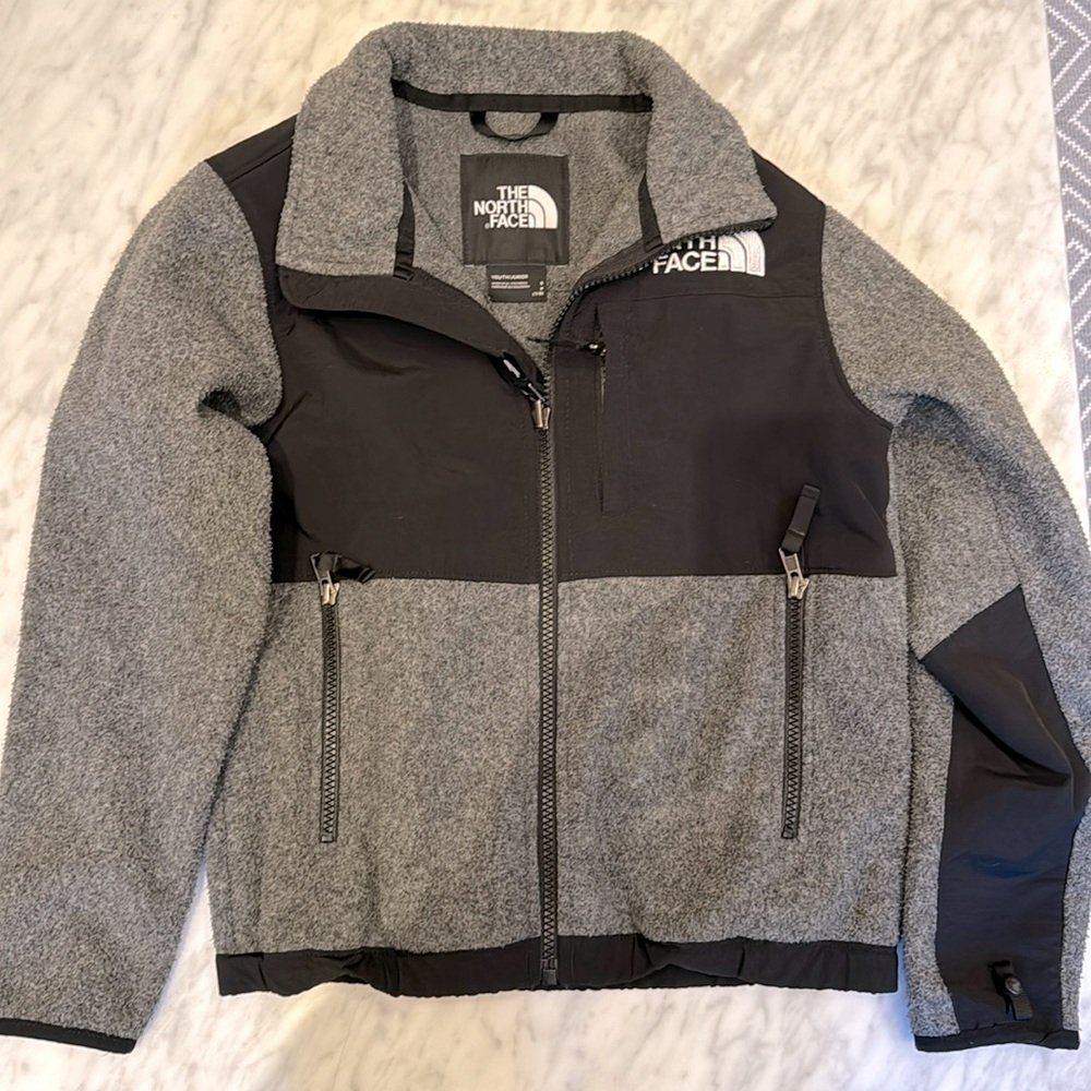 One The North Face Denali Fleece Coat in gray and black size small. Like new!